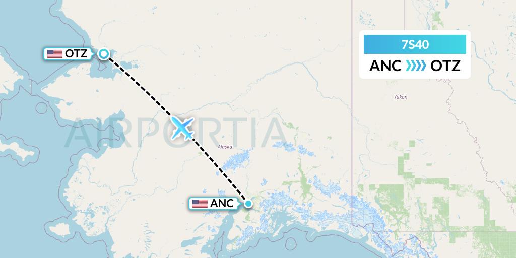 7S40 Ryan Air (USA) Flight Map: Anchorage to Kotzebue