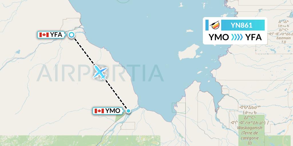 YN861 Air Creebec Flight Map: Moosonee to Fort Albany