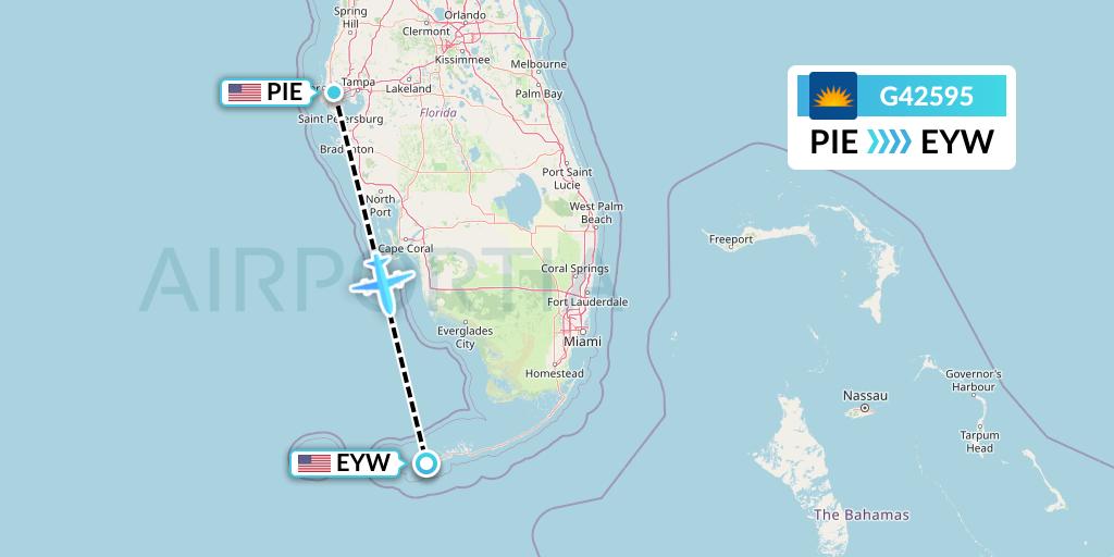 G42595 Allegiant Air Flight Map: St. Petersburg to Key West