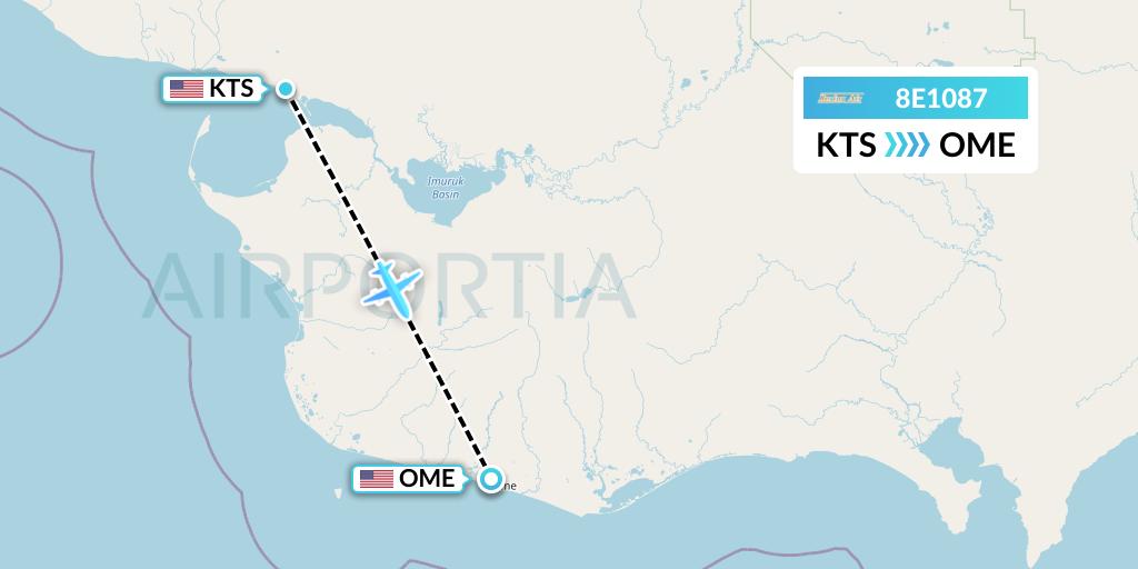 8E1087 Bering Air Flight Map: Brevig Mission to Nome