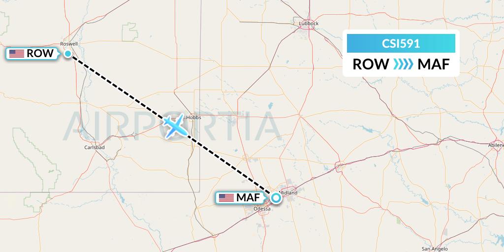 CSI591 Csi Aviation Flight Map: Roswell to Midland