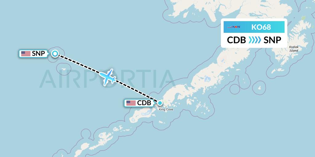 KO68 Komiaviatrans Flight Map: Cold Bay to St. Paul Island