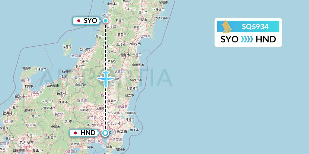 SQ5934 Singapore Airlines Flight Map: Sakata to Tokyo