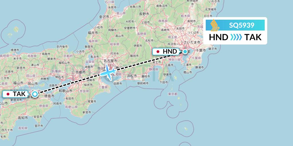 SQ5939 Singapore Airlines Flight Map: Tokyo to Takamatsu