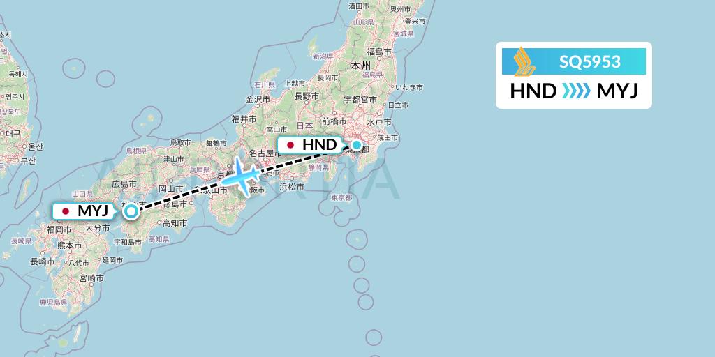 SQ5953 Singapore Airlines Flight Map: Tokyo to Matsuyama
