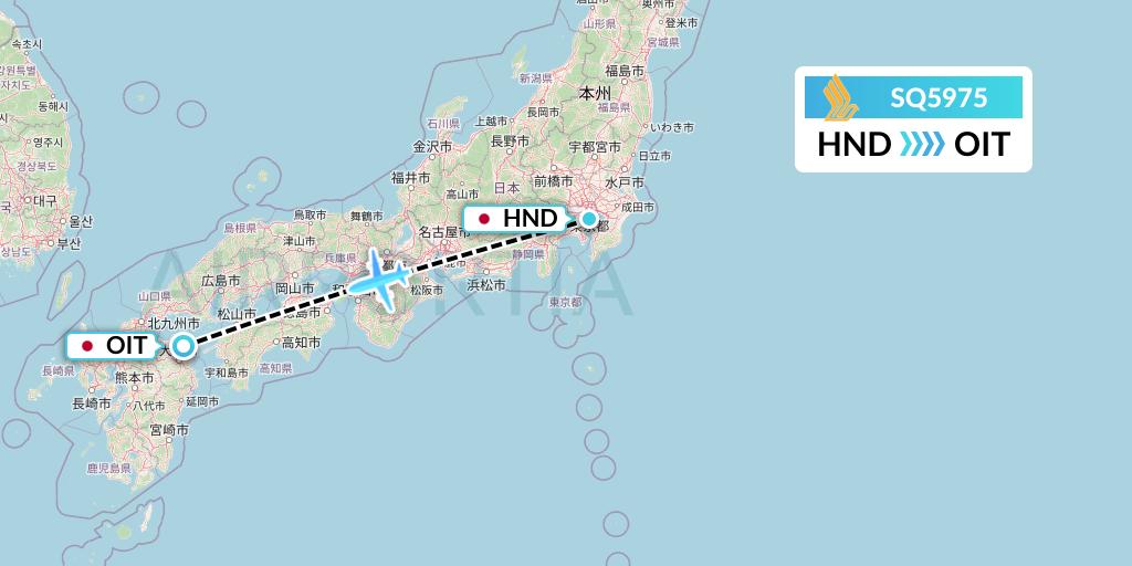 SQ5975 Singapore Airlines Flight Map: Tokyo to Oita