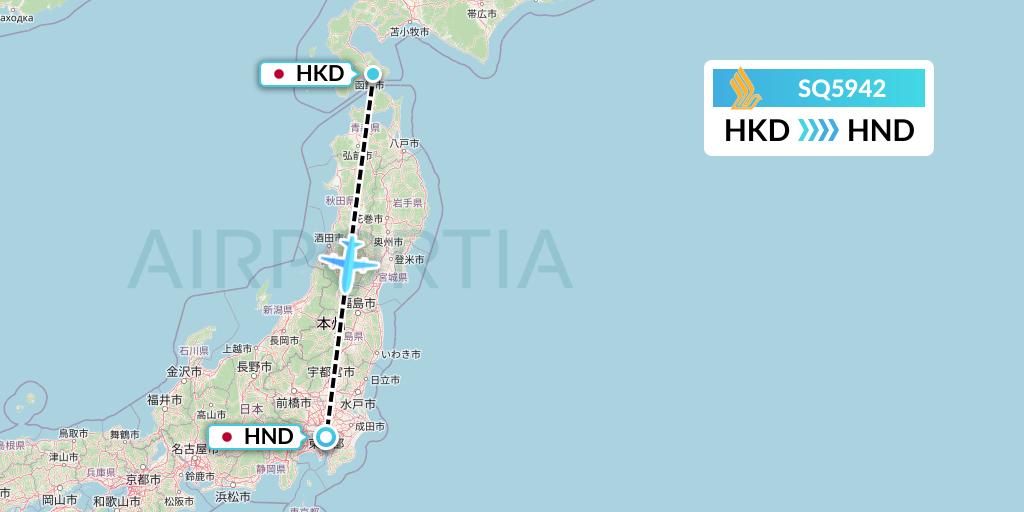 SQ5942 Singapore Airlines Flight Map: Hakodate to Tokyo
