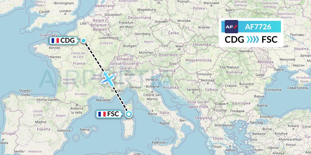 AF7726 Air France Flight Map: Paris to Figari