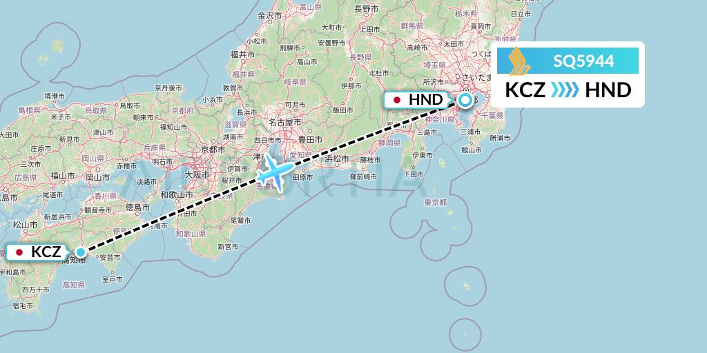 SQ5944 Singapore Airlines Flight Map: Nankoku to Tokyo