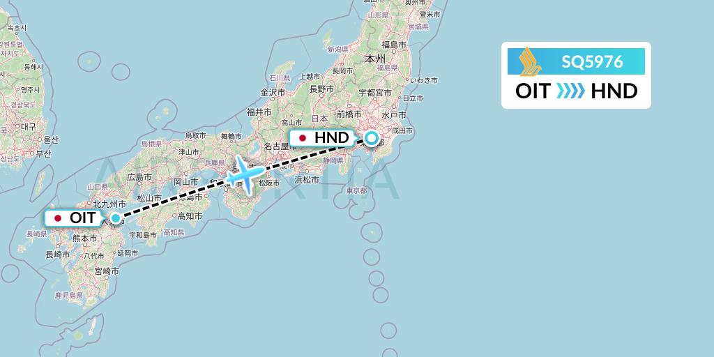 SQ5976 Singapore Airlines Flight Map: Oita to Tokyo