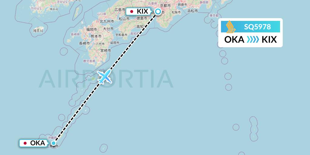 SQ5978 Singapore Airlines Flight Map: Naha to Osaka
