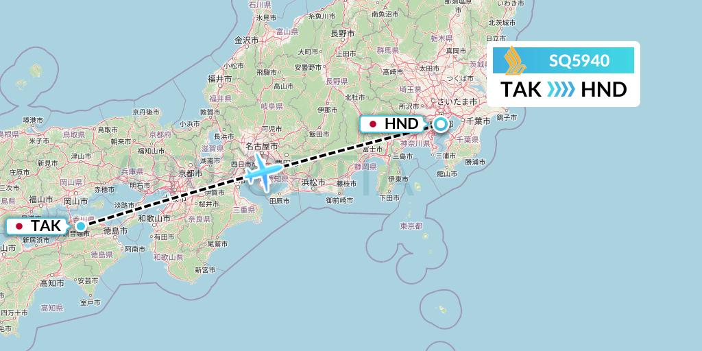 SQ5940 Singapore Airlines Flight Map: Takamatsu to Tokyo