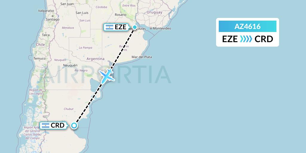 AZ4616 ITA Airways Flight Map: Buenos Aires to Comodoro Rivadavia