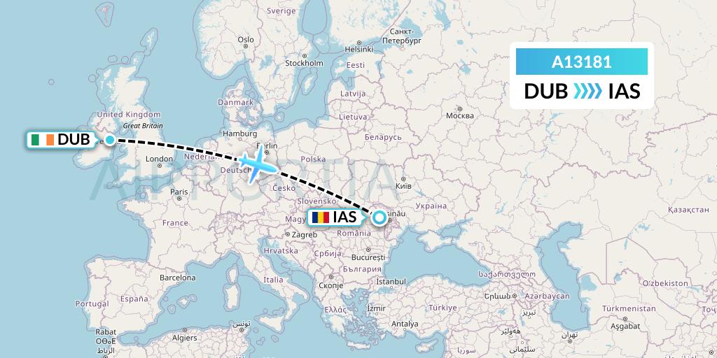 A13181 A.p.g. Distribution Systems Flight Map: Dublin to Iasi