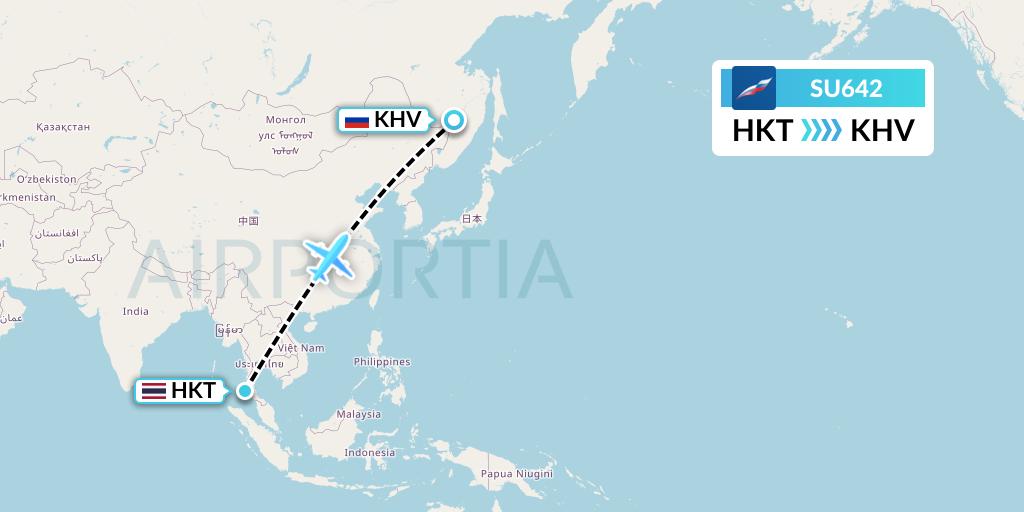 SU642 Aeroflot Flight Map: Phuket to Khabarovsk