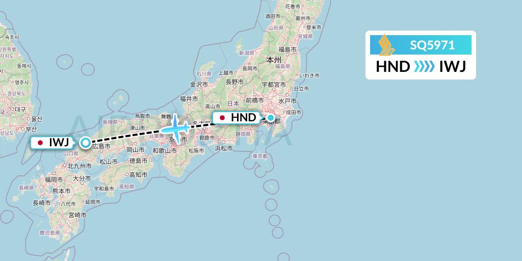 SQ5971 Singapore Airlines Flight Map: Tokyo to Masuda
