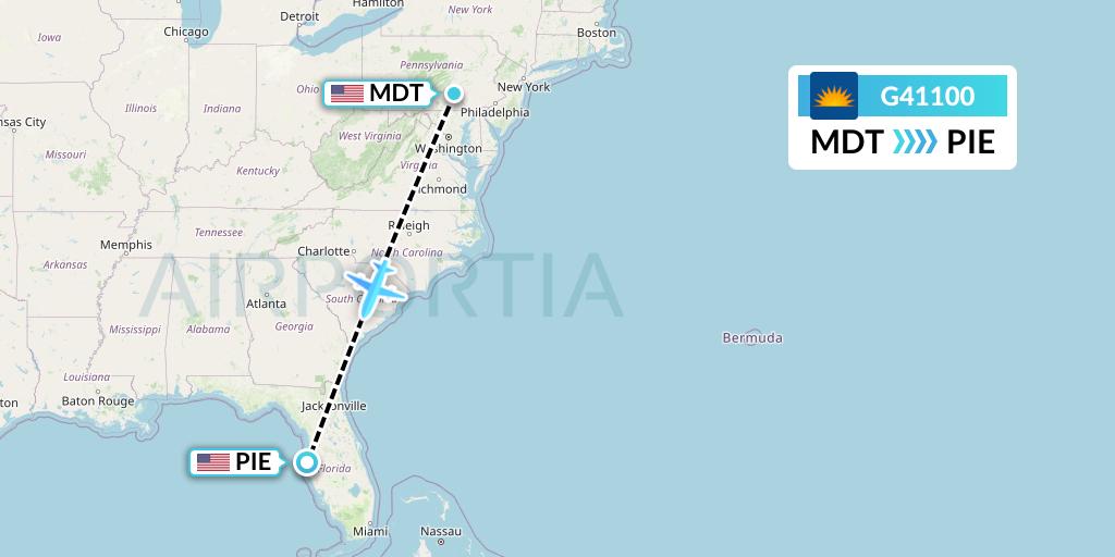G41100 Allegiant Air Flight Map: Harrisburg to St. Petersburg