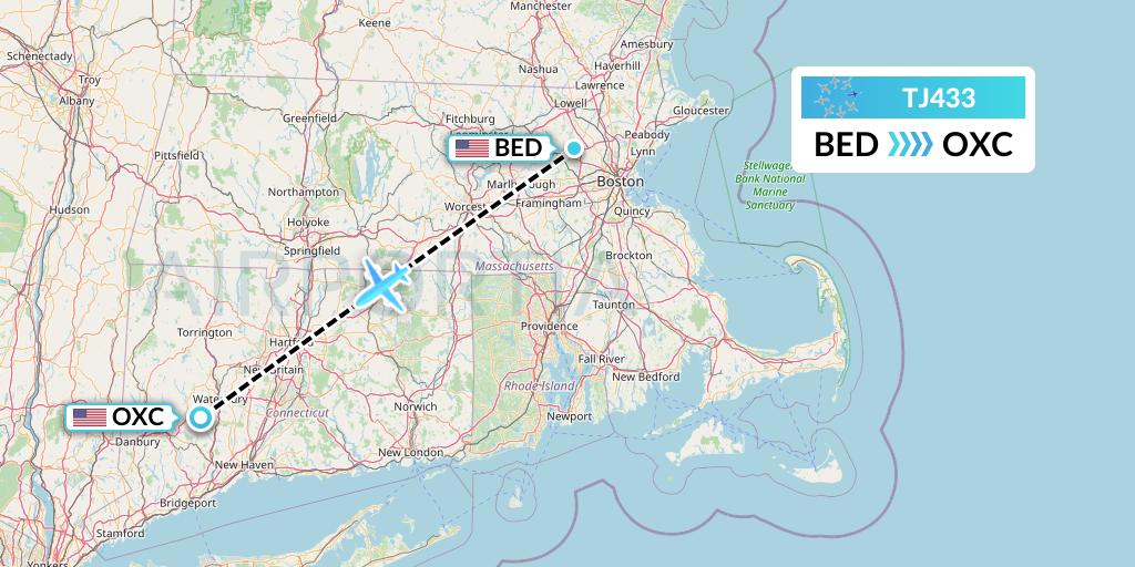 TJ433 Tradewind Aviation Flight Map: Bedford to Oxford