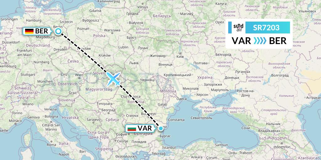 SR7203 SundAir Flight Map: Varna to Berlin