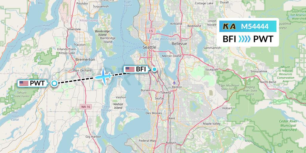 M54444 Kenmore Air Flight Map: Seattle to Bremerton