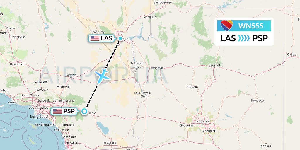 WN555 Southwest Airlines Flight Map: Las Vegas to Palm Springs
