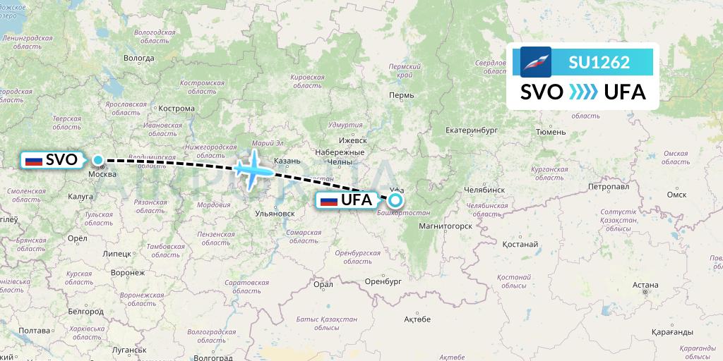SU1262 Aeroflot Flight Map: Moscow to Ufa