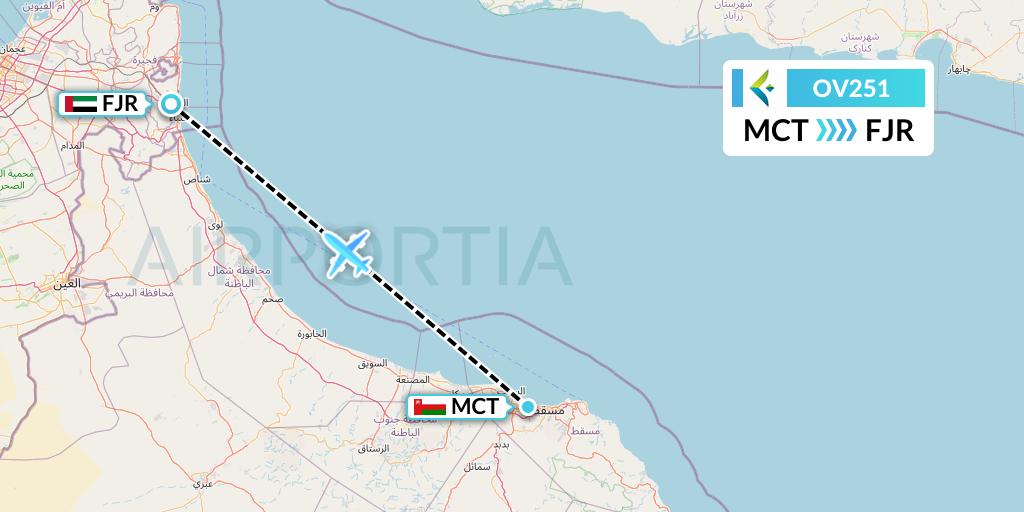 OV251 SalamAir Flight Map: Muscat to Fujairah
