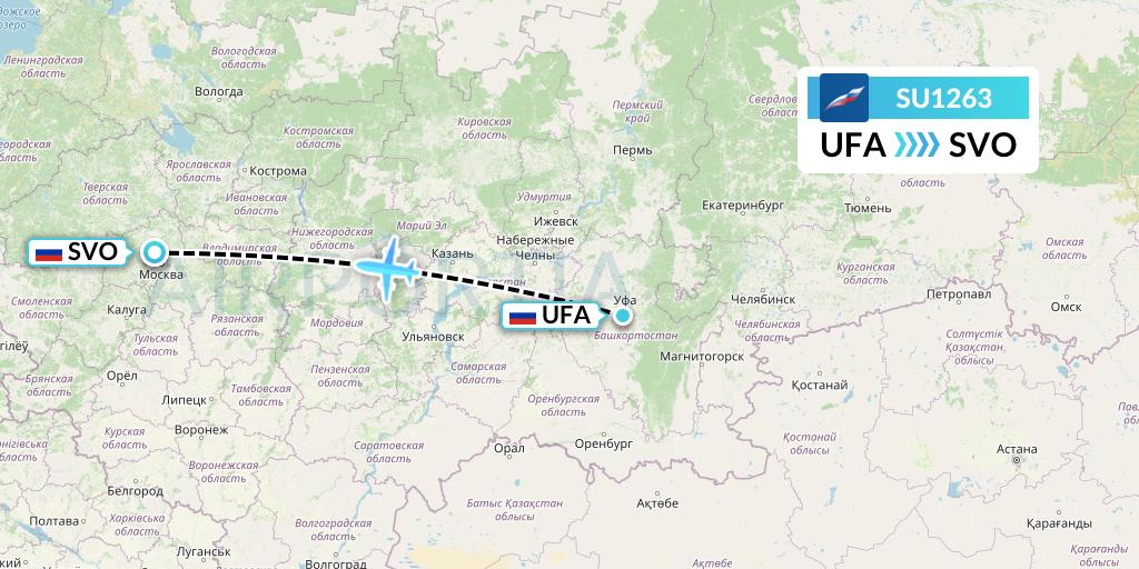 SU1263 Aeroflot Flight Map: Ufa to Moscow