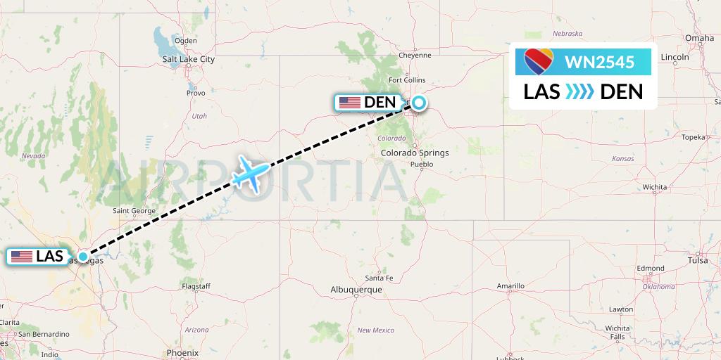 WN2545 Southwest Airlines Flight Map: Las Vegas to Denver