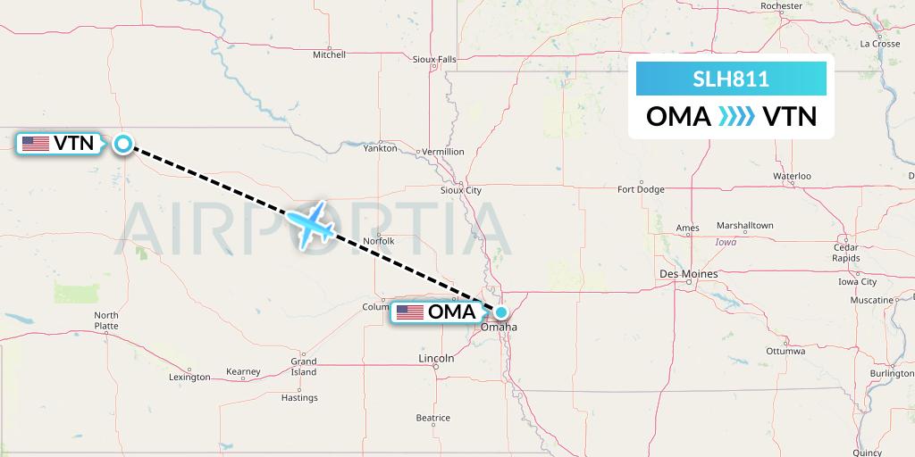 SLH811 Silverhawk Aviation Flight Map: Omaha to Valentine