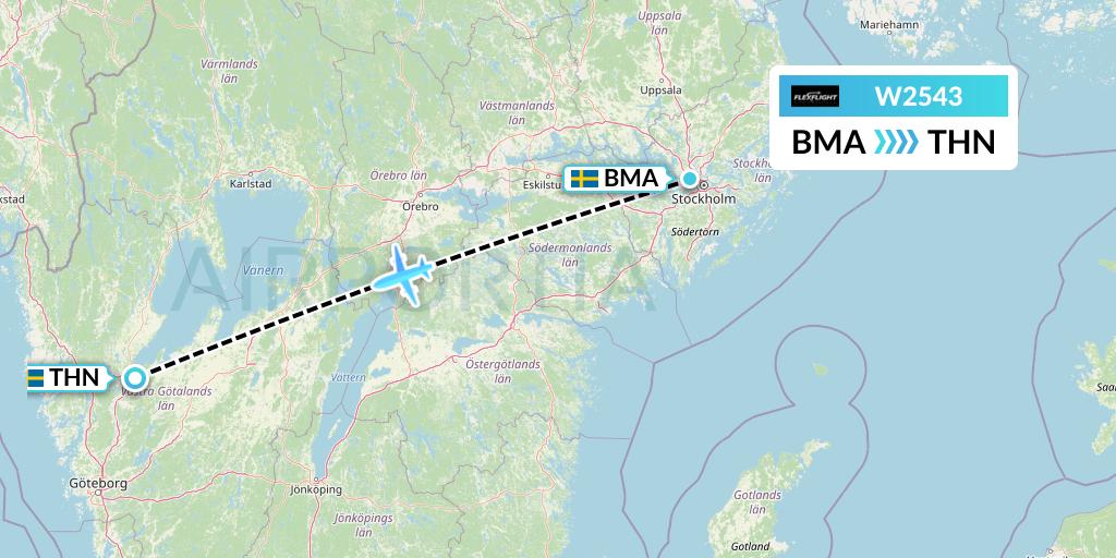 W2543 Flex Flight Flight Map: Stockholm to Trollhattan