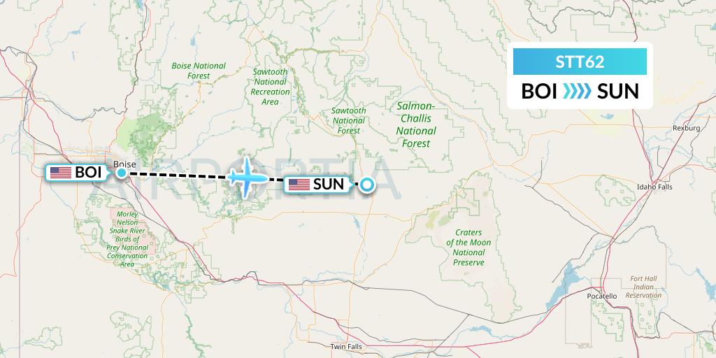 STT62 Western Aircraft, Inc. Flight Map: Boise to Hailey