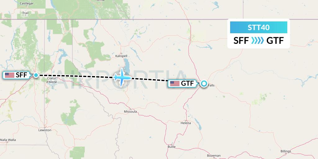STT40 Western Aircraft, Inc. Flight Map: Spokane to Great Falls