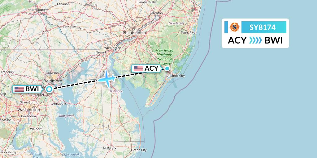 SY8174 Flight Status Sun Country Airlines Atlantic City to Baltimore