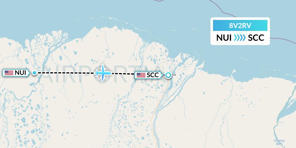 8V2RV Wright Air Service Flight Map: Nuiqsut to Deadhorse