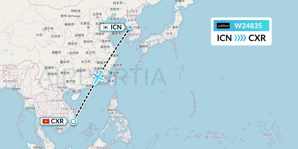W24835 Flex Flight Flight Map: Seoul to Nha Trang