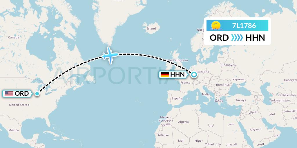 7L1786 Silk Way West Airlines Flight Map: Chicago to Hahn