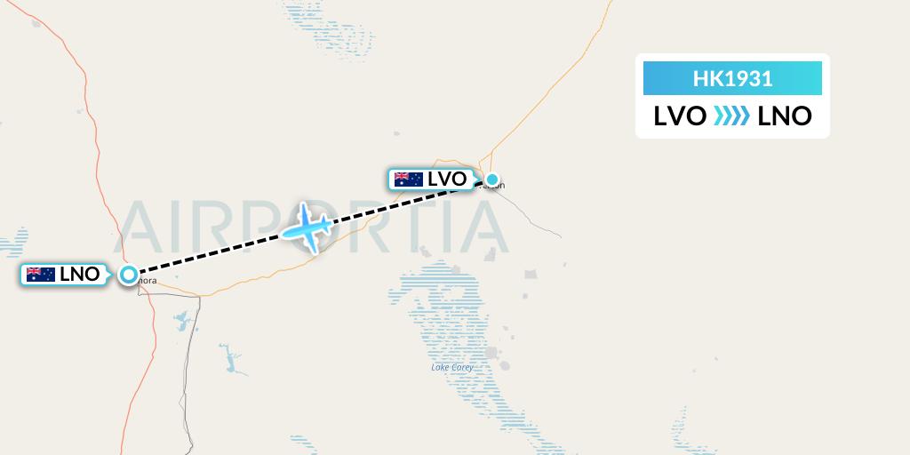 HK1931 Skippers Aviation Flight Map: Laverton to Leonora
