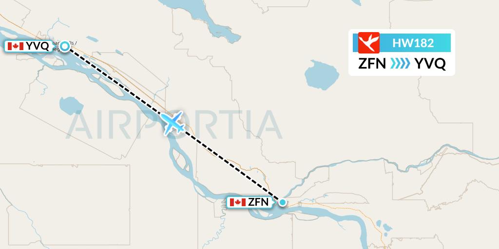 HW182 North-Wright Airways Flight Map: Tulita to Norman Wells