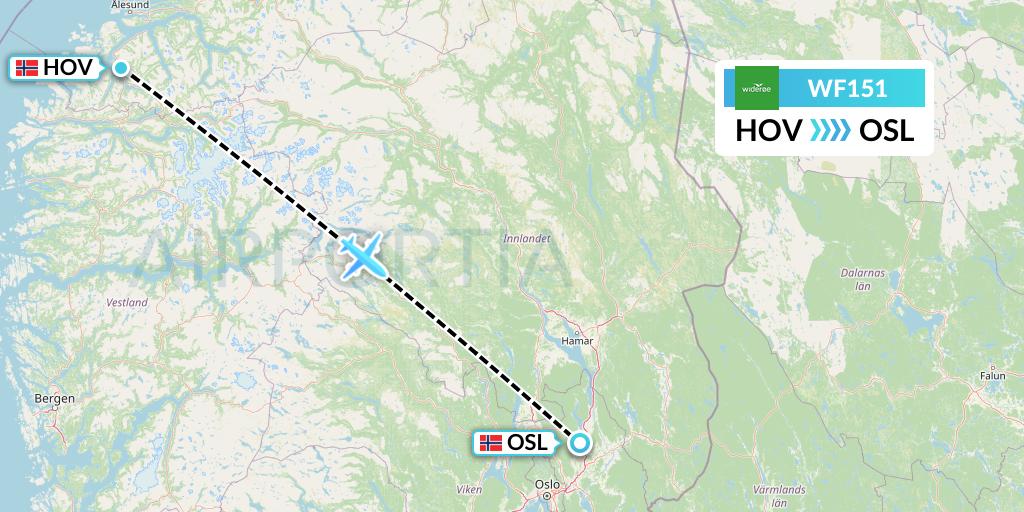 WF151 Wideroe Flight Map: Orsta Volda to Oslo