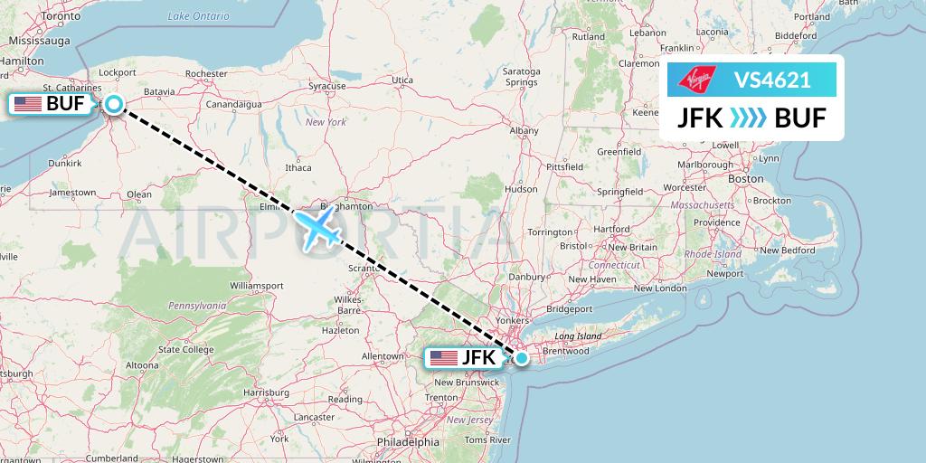 VS4621 Virgin Atlantic Airways Flight Map: New York to Buffalo
