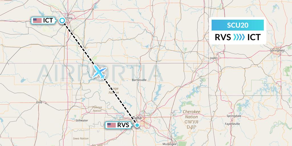 SCU20 Air Scorpio Flight Map: Tulsa to Wichita