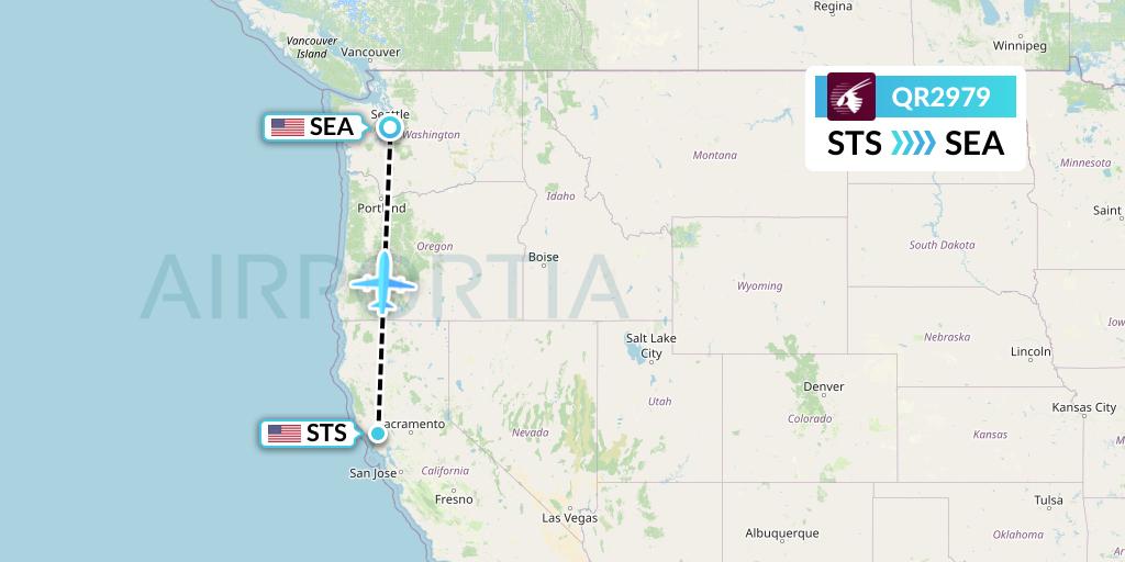 QR2979 Qatar Airways Flight Map: Santa Rosa to Seattle