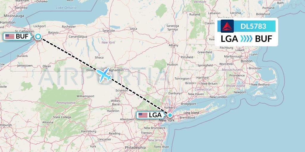 DL5783 Delta Air Lines Flight Map: New York to Buffalo