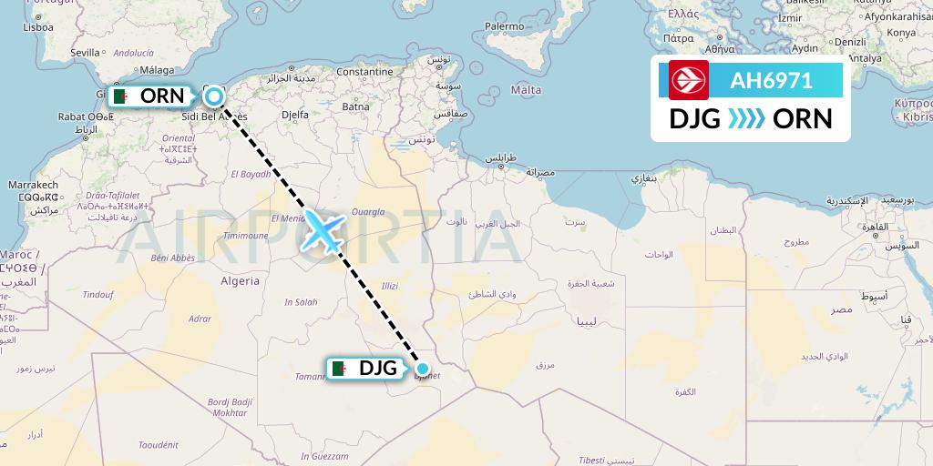 AH6971 Air Algerie Flight Map: Djanet to Oran