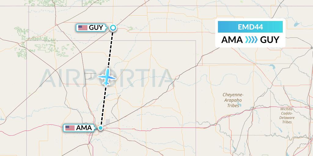 EMD44 Eaglemed Flight Map: Amarillo to Guymon