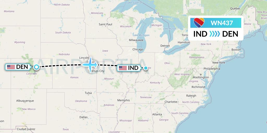 WN437 Southwest Airlines Flight Map: Indianapolis to Denver