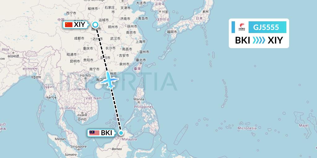 GJ5555 Flight Status Loong Airlines Kota Kinabalu to Xi'an (CDC5555)