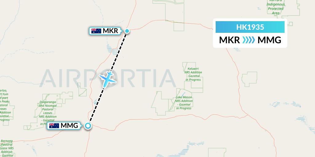 HK1935 Skippers Aviation Flight Map: Meekathara to Australia