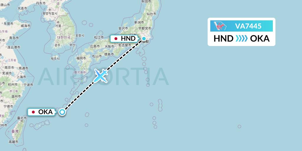 VA7445 Virgin Australia Flight Map: Tokyo to Naha